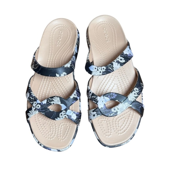 CROCS Sandals Womens Sz 9 Meleen Twist Shoes Floral Rubber Slide Slip On Comfort - Picture 3 of 10